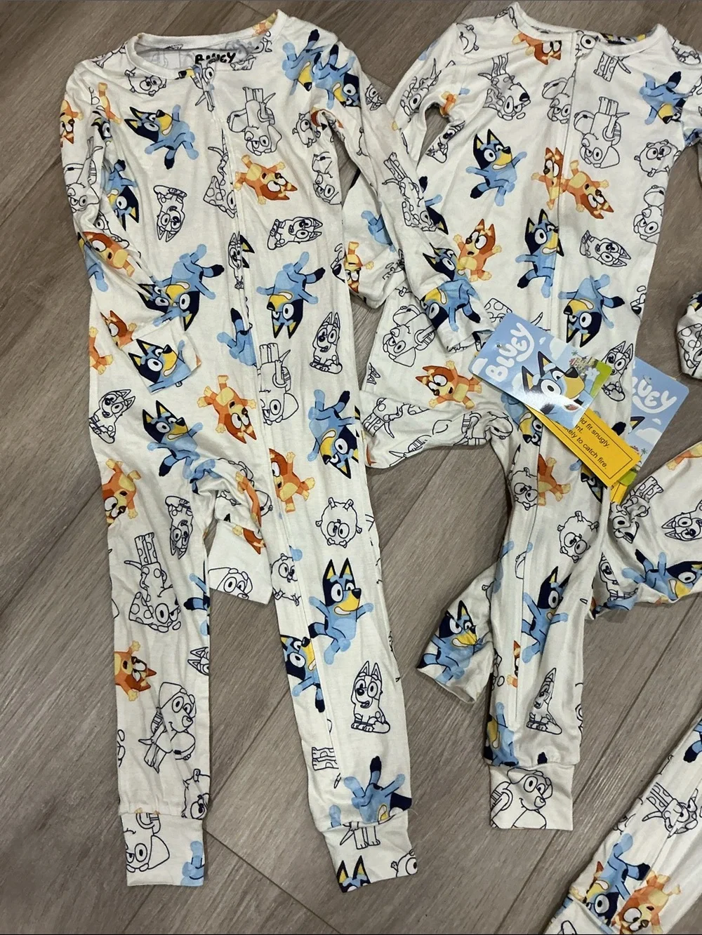 Print Kids One-Piece Pajamas - White/Blue